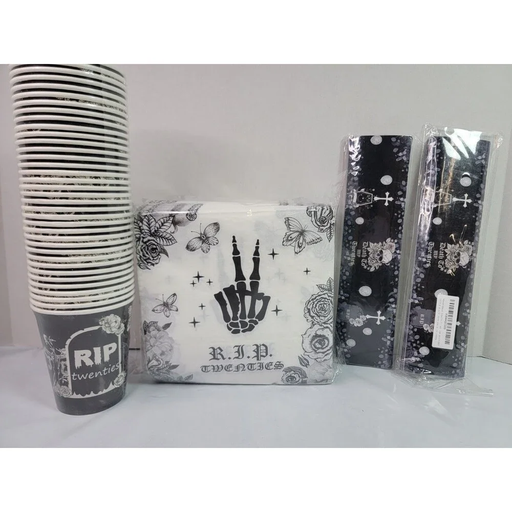 Goth Party Bundle RIP Twenties Cups Napkins Tumbler Wraps Death To My 20s